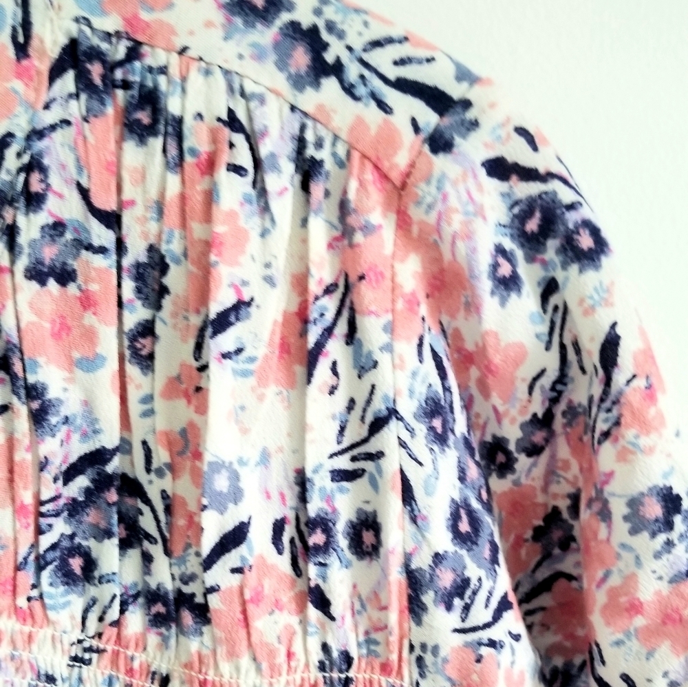 Knox Rose Top Pink Navy floral button down top Short Sleeve NWT - Picture 4 of 7